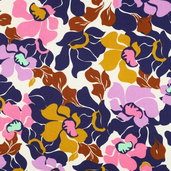 BOMULLSSATIN PUFFBLUSBLOMMA BLÅ/BRUN FG 1