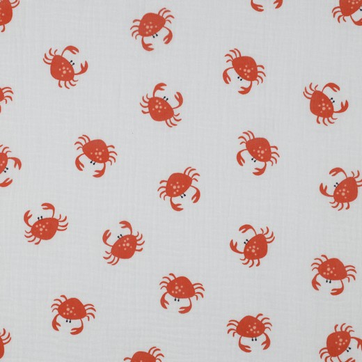 Muslin eko Krabbgång vit/tegel fg 1