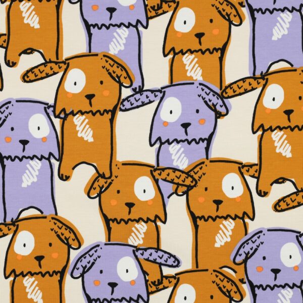 Bomullstrikå Knashunden lila/brun fg 2