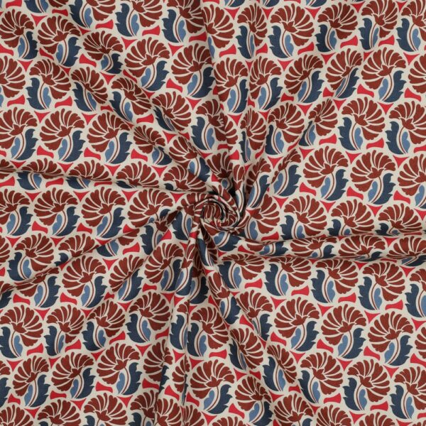 Bomullspoplin Folkloresjäl rost/blå fg 4