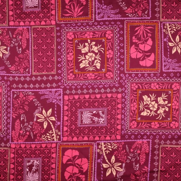 Bomullssatin Lush frames vinröd/rosa fg 1