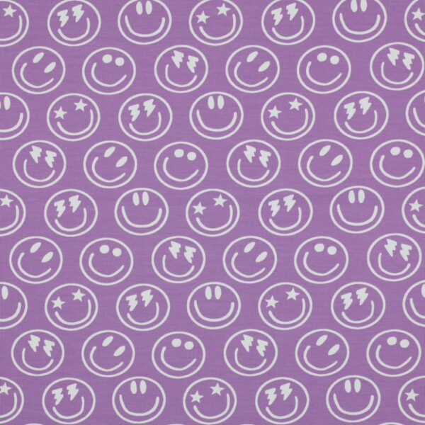 Bomullstrikå Smiley lila/off white fg 53