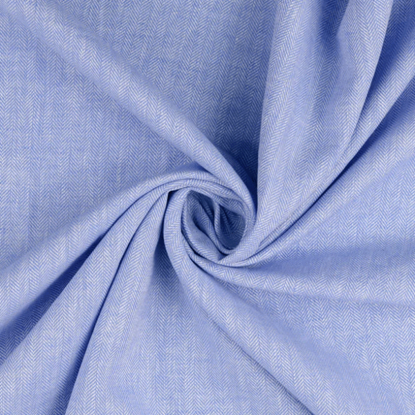 Halvlinne Fiskbensrand himmelsblå/off white fg 5029