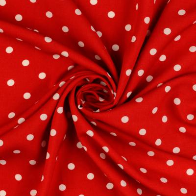 VISKOSPOPLIN PRICKAR 10MM KLARRÖD/VIT FG 3022