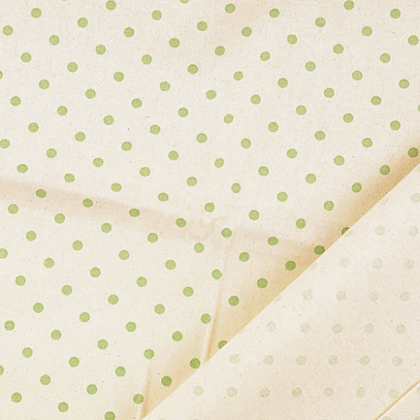 Bomullstyg Lilla vintage-pricken grön fg 5037