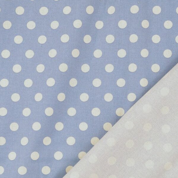 Bomullstyg Vintage-pricken ljus jeansblå fg 5029