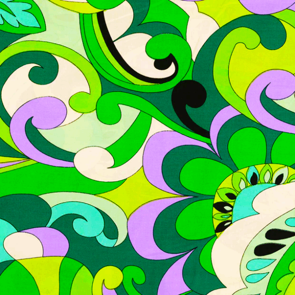 Viskospoplin 70-talets former grön/lila fg 1