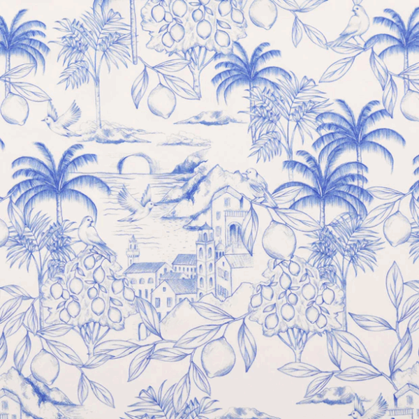 Bomullstyg Drömmarnas land blå/vit fg 2