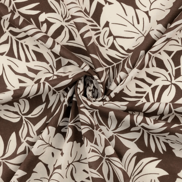 Bomullsvoile Hawaii-skjortan brun/vit fg 7