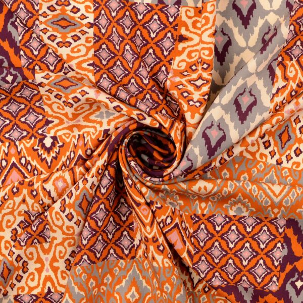 Viskospoplin Make it Ikat orange/lila fg 2
