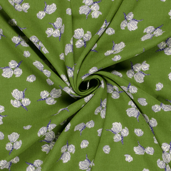 KRINKLAD VISKOS BÖLJBLOMMA GRÖN/LILA FG 26