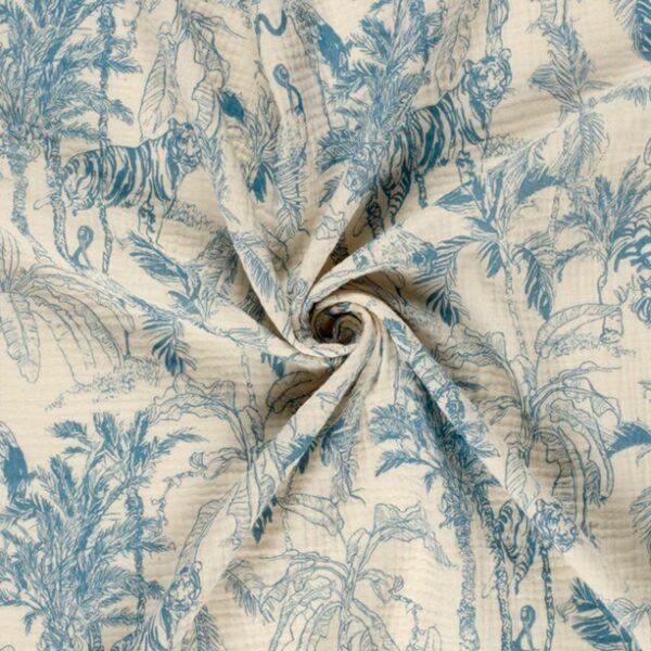 Muslin Tigerpalm naturvit/blå fg 5