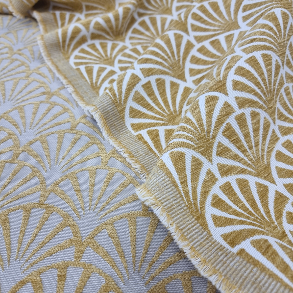 Möbeltyg Art déco guldgul/naturvit fg 6211