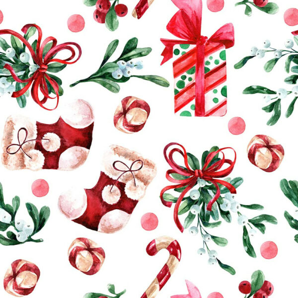 TRIKÅ JULSTRUMPA VIT/RÖD/GRÖN