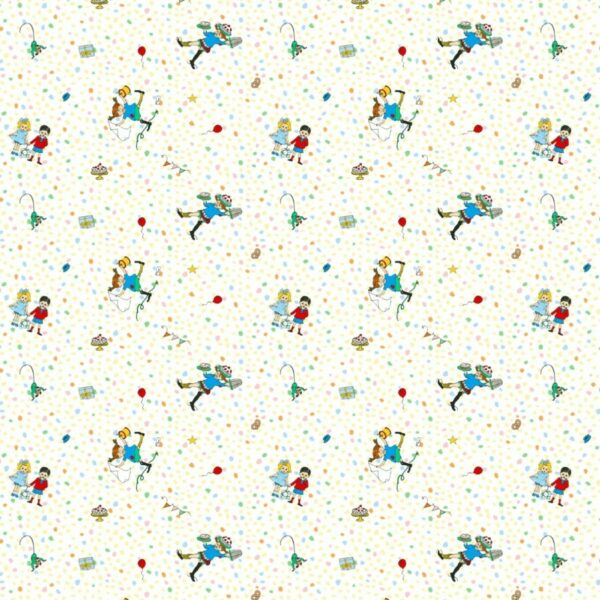 Trikå Pippi på kalas vit/gul/blå fg 1