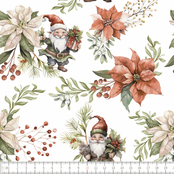 TRIKÅ EKO TOMTAR OCH JULSTJÄRNOR VIT/GRÖN