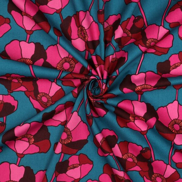 Bomull/viskos Vallmopunk petrol/rosa fg 5