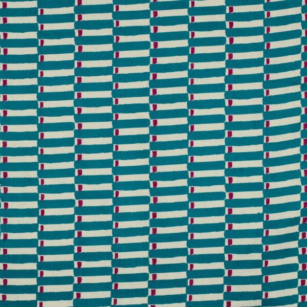 Bomullspoplin Blocktryck petrol/lila fg 173