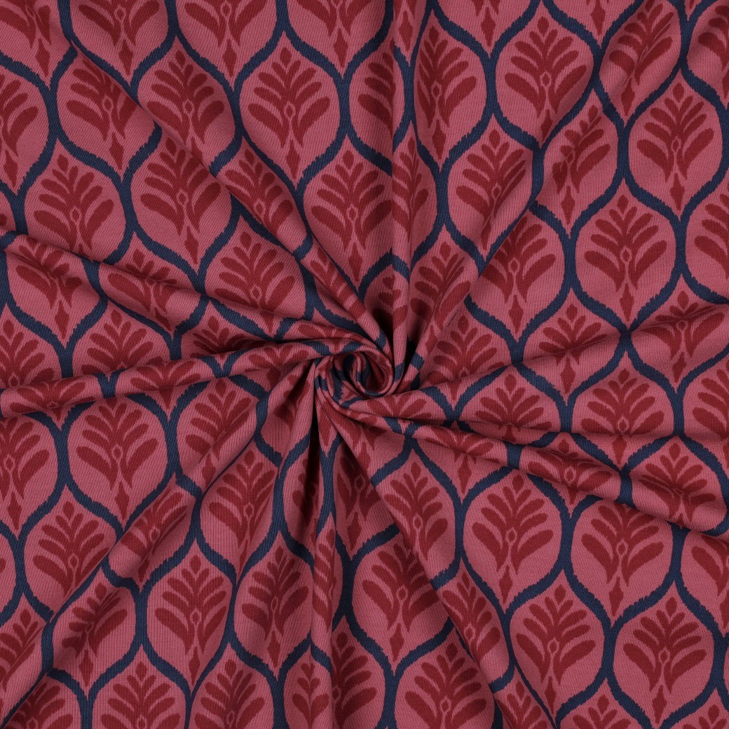 Bomullstrikå Allmoge rosaröd/blå fg 5