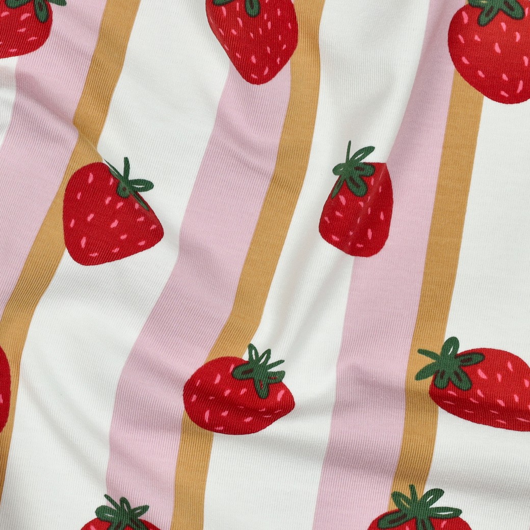 Bomullstrikå Jordgubbsrand rosa/vit fg 6 - Bild 2