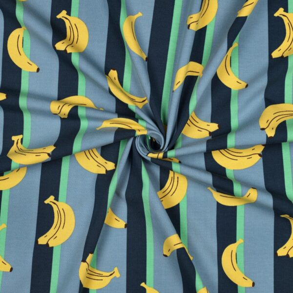 Bomullstrikå Bananrand blå/grön fg 15