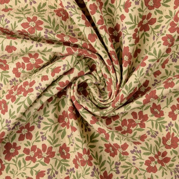 Bomullstyg Cottage Stor cremé/röd fg 8004