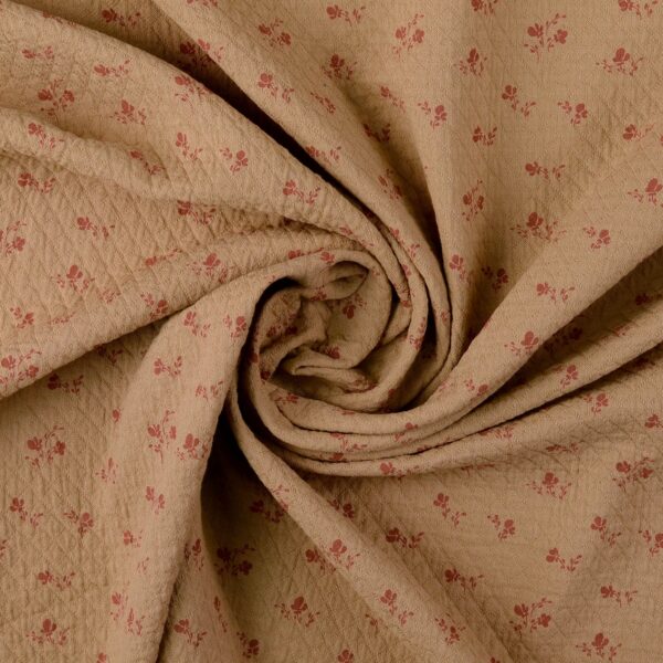 Bomullstyg Cottage Liten beige/röd fg 6005