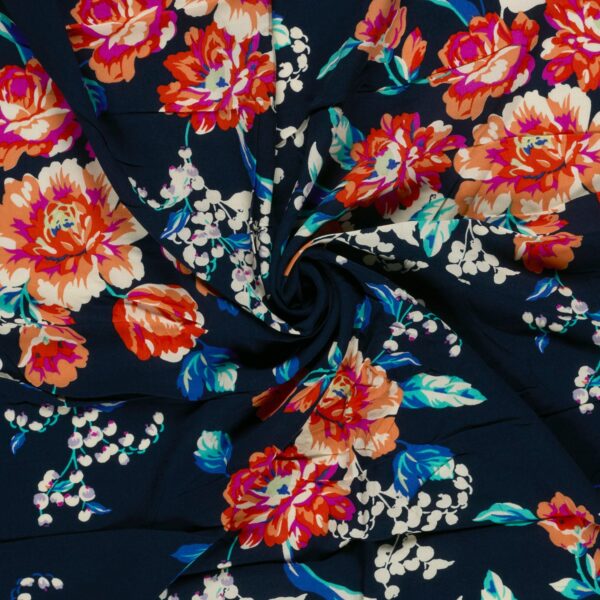 Bambuviskos Blomprakt marinblå/korall fg 8