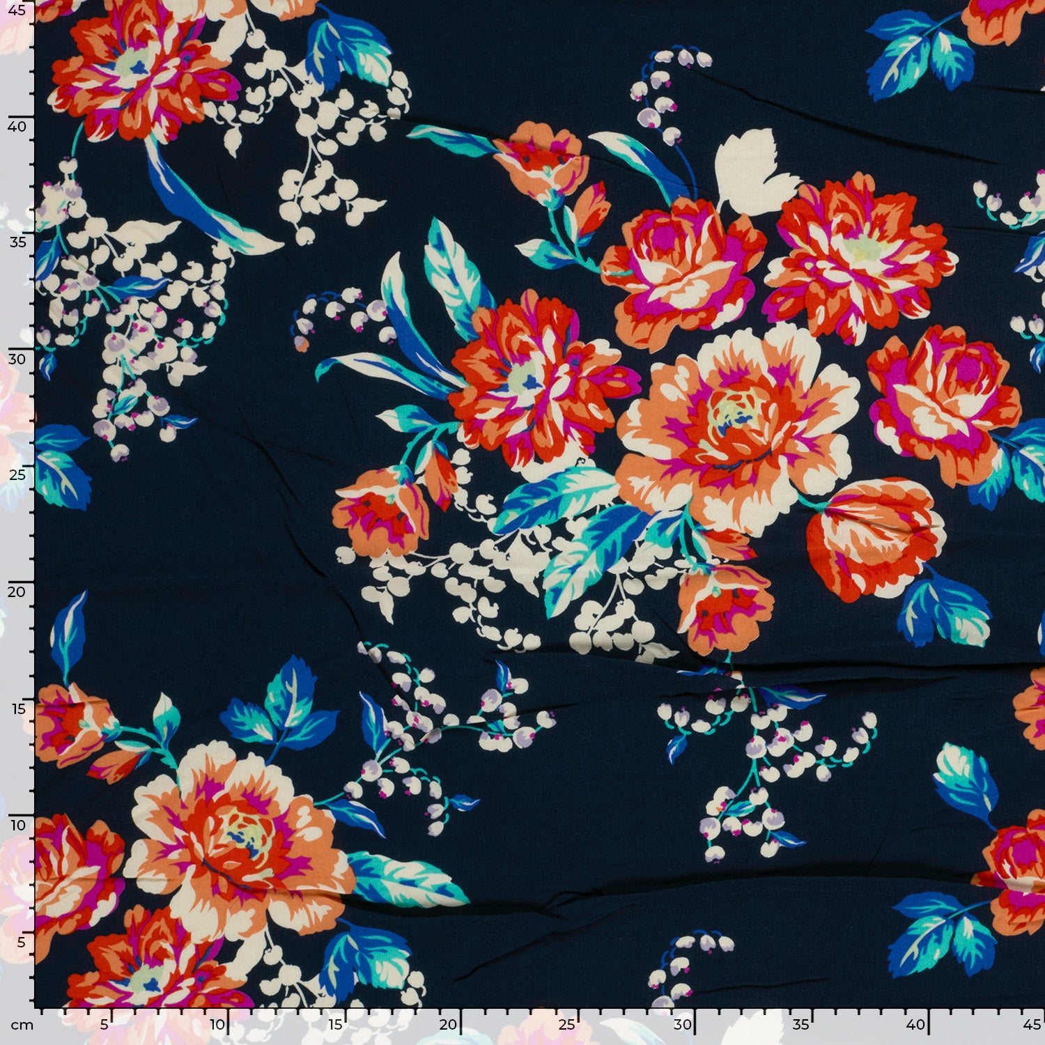 Bambuviskos Blomprakt marinblå/korall fg 8 - Bild 3