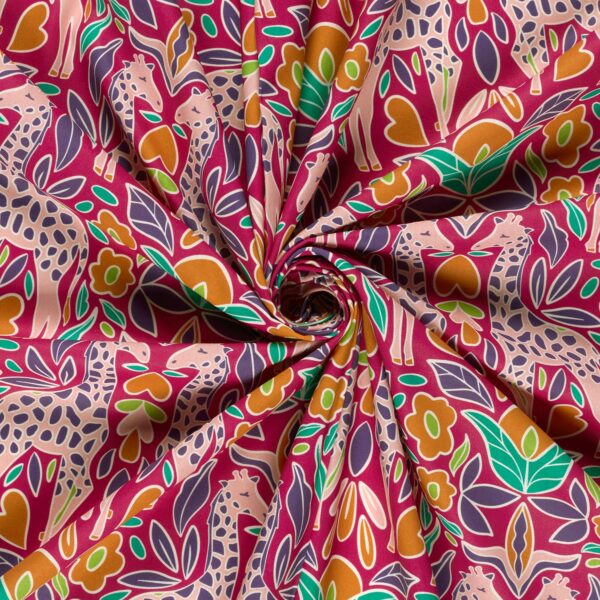 Bomullstyg Giraffhäng rosa/lila fg 13